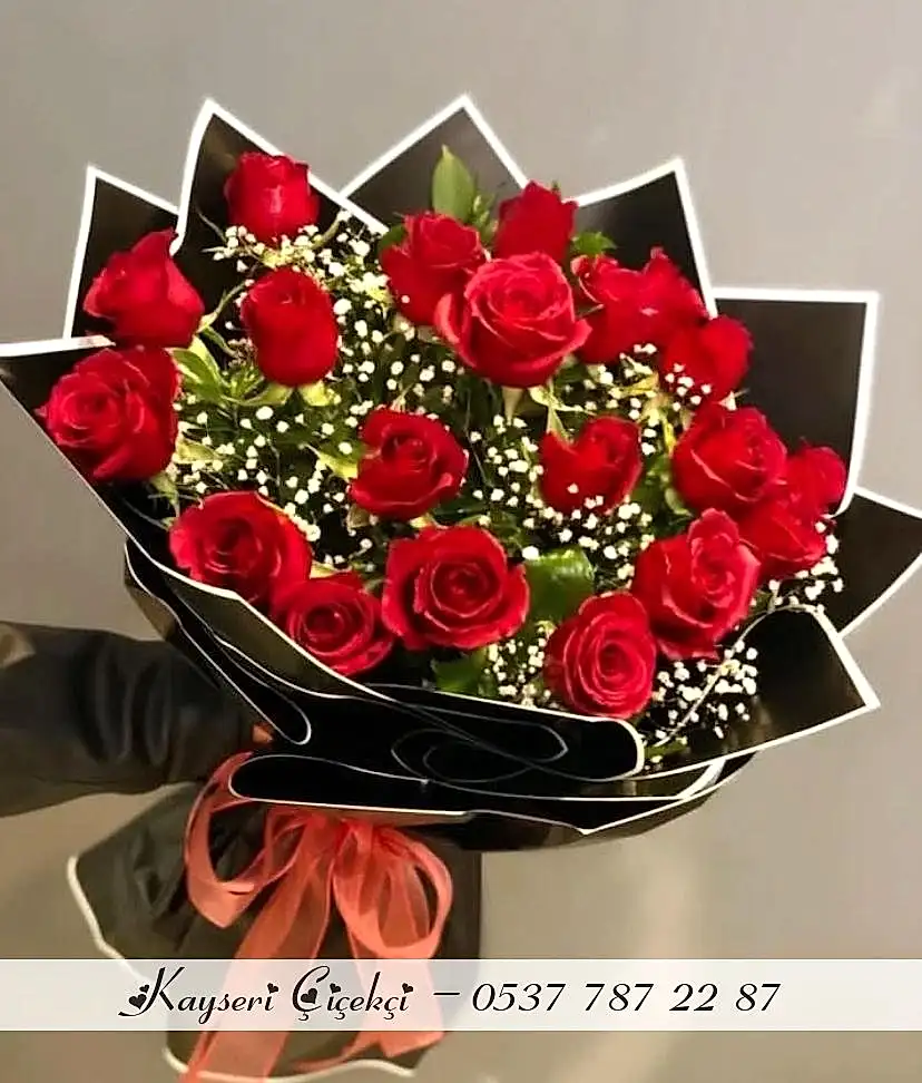 21 Gül Cipso Canlı Buket