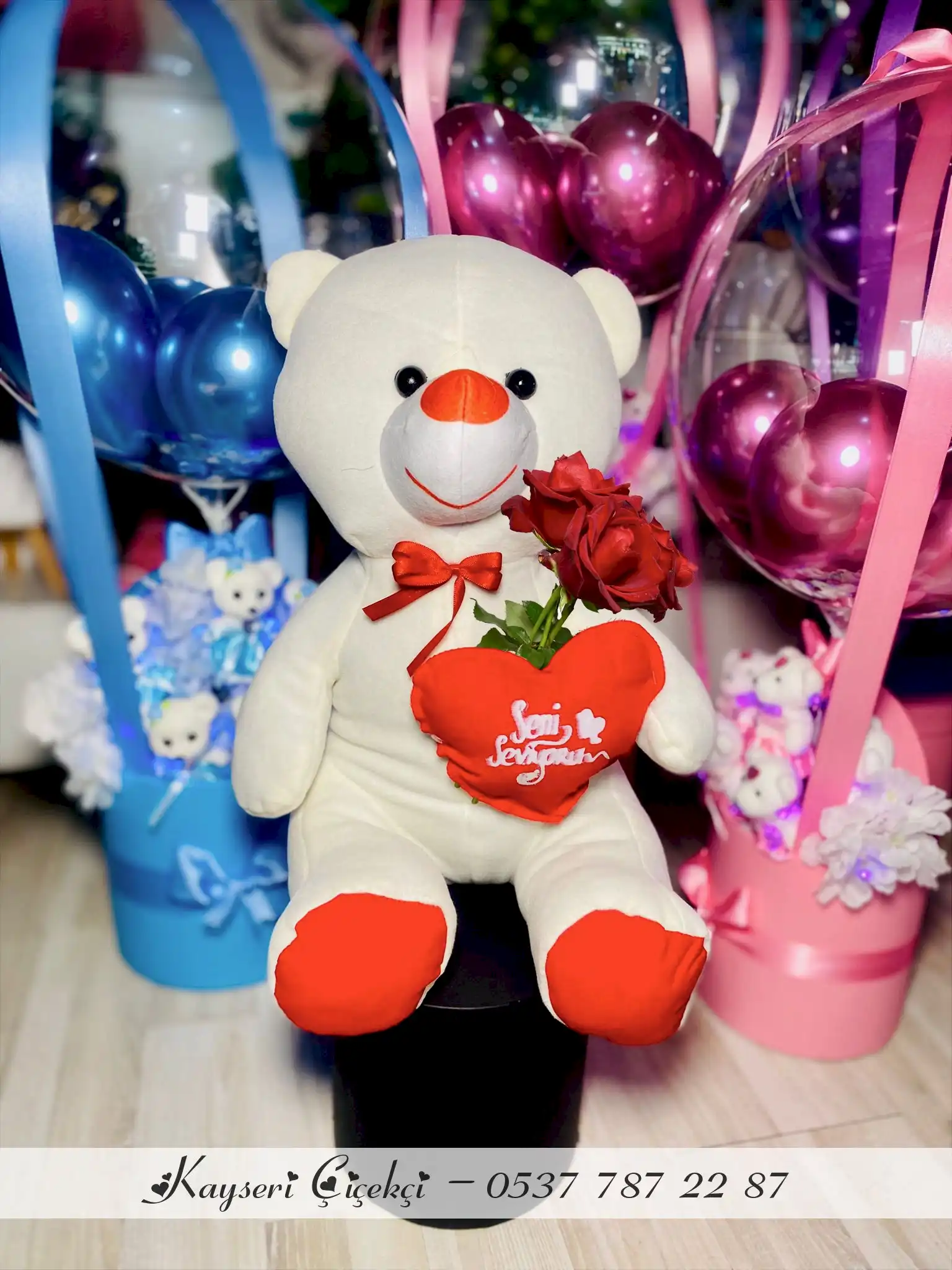 60 Cm Peluş Ayıcık 3 Gül