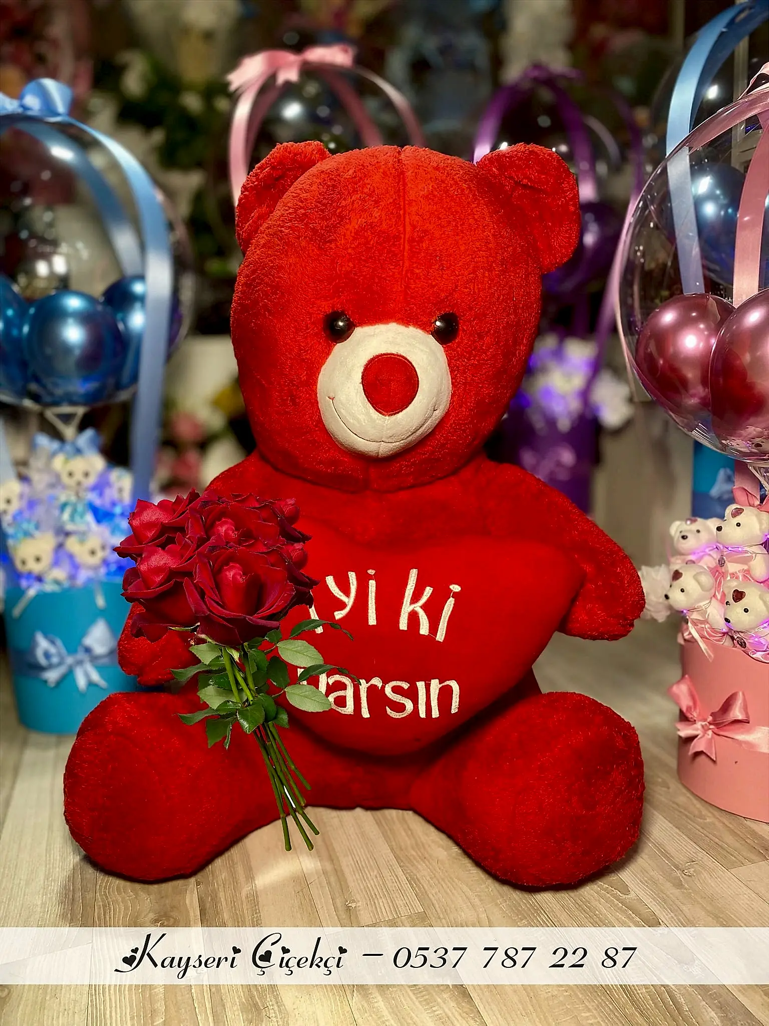 80 Cm Peluş Ayıcık 5 Gül