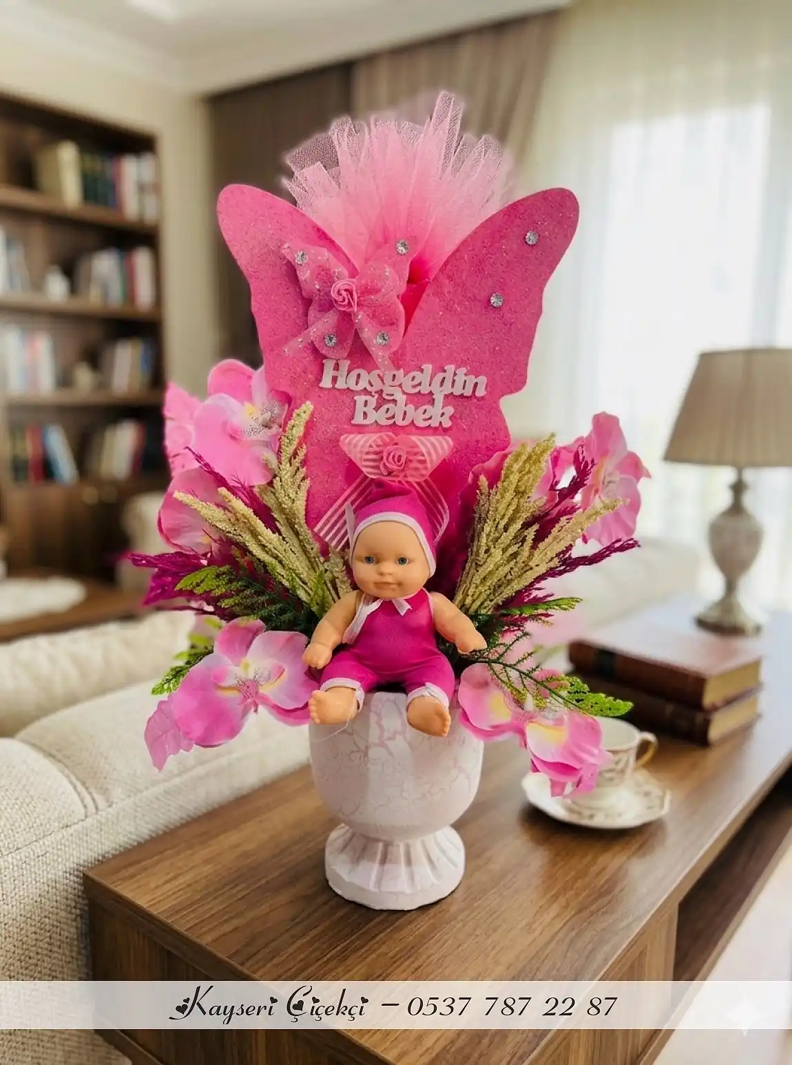 Pembe Kelebek Bebek Aranjmanı