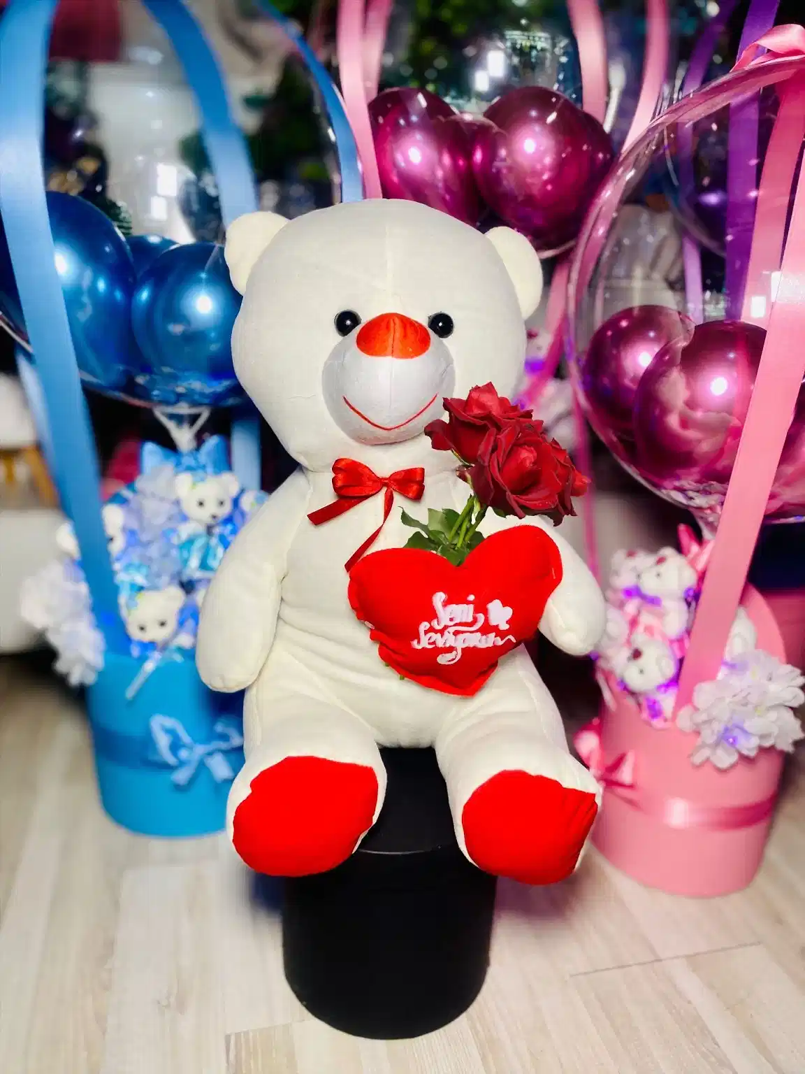 60 Cm Peluş Ayıcık 3 Gül