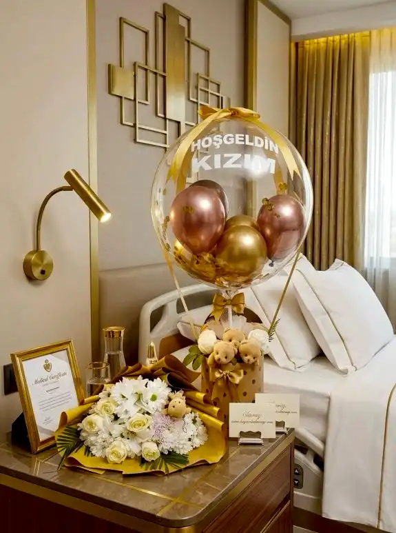 Kutu Balon Çiçek Premium Set