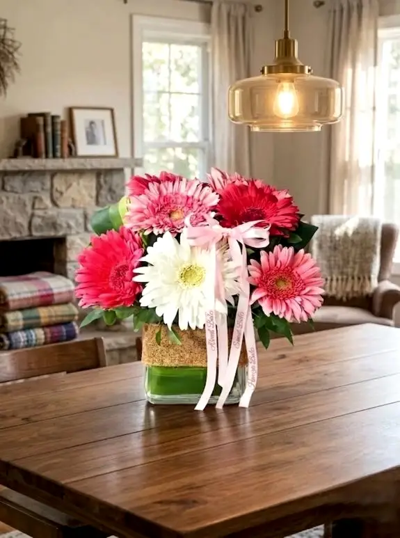 Vazoda Beyaz Ve Pembe Gerbera