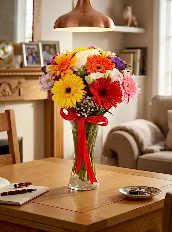 Vazoda Gerbera Kır Çiçekleri