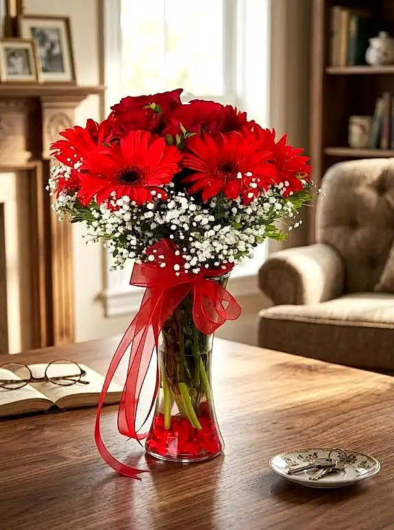 Vazoda Kırmızı Gerbera
